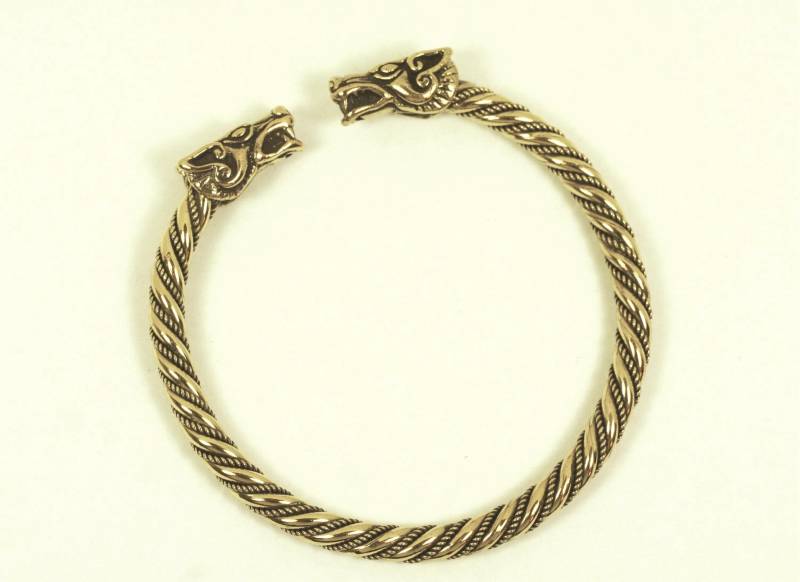 Wikinger Armreif Bronze Wolf Armschmuck Bronzeschmuck Armspange Wolfsköpfe Hund Skandinavisch 47G Wikingerschmuck von Lederkotten