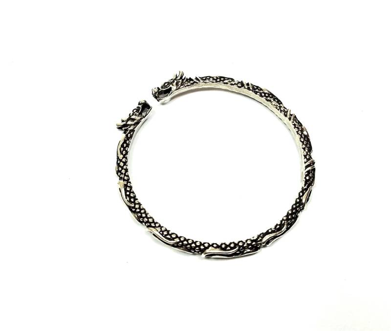 Wikinger Armreif Drache 925Er Silber Armschmuck Filigran Armspange Sterlingsilber 18G Mystik Drachenköpfe Silberschmuck von Lederkotten
