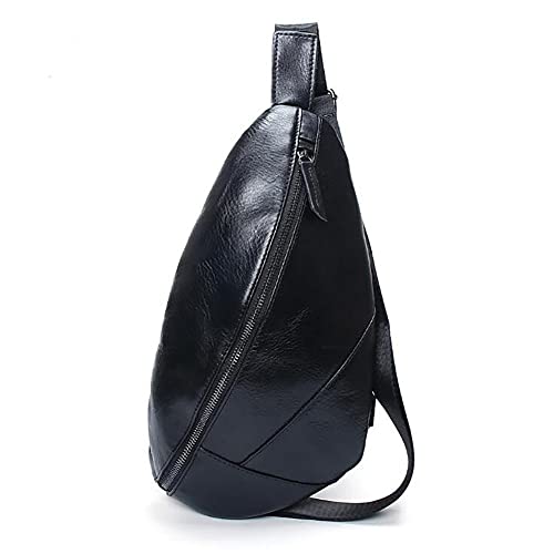 LederleiterEU Brusttasche Leder Herren Sling Bag aus Rindsleder Sling Rucksack Vintage Schwarz Schulterrucksack für Arbeit und Alltag von Leathario