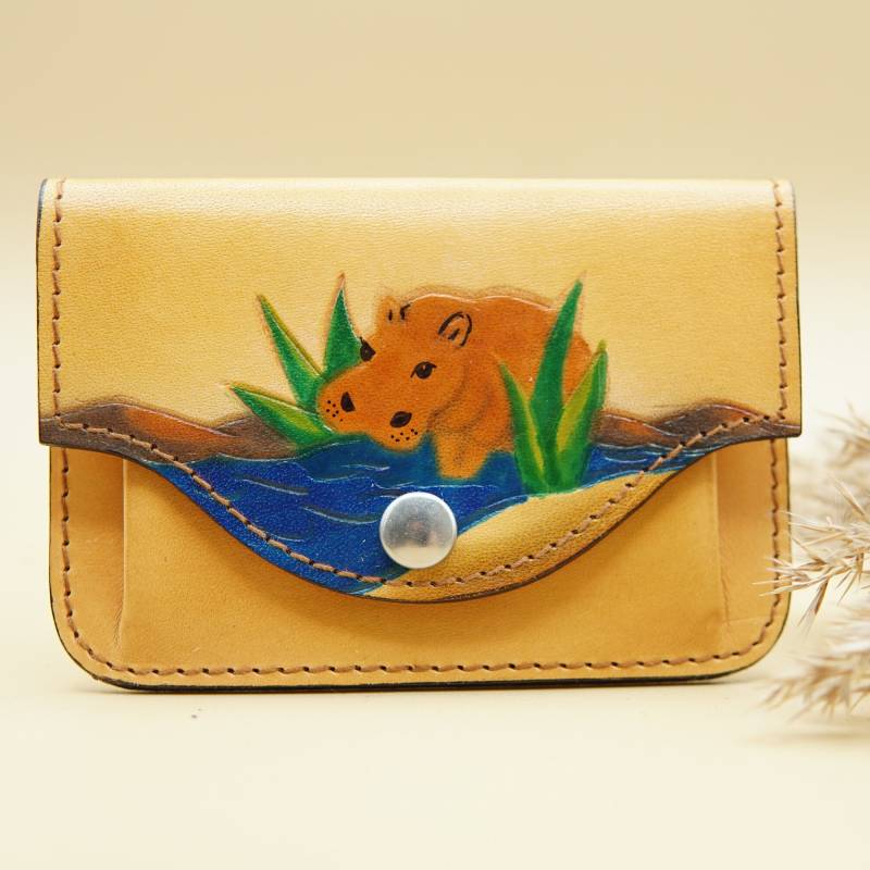 Kinder Portemonnaie Brustbeutel Aus Leder - Flusspferd Geschenk Für Junge Mädchen Einschulung Geburtstag Mitbringsel von Lederliebelei