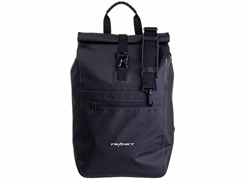 Franky Schultertasche Fahrradtasche mit Rucksackfunktion ca. 23,6 Liter, Unisex, 32 x 41 x 18 cm (B x H x T) (Schwarz) von Ledermeid