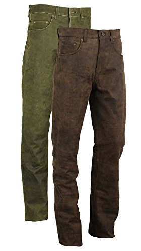 Fuente Antik Jagd Lederhose Herren lang-Lederhose Damen lang - Lederjeans- Echt Leder, Lederhose Jeans 501 Braun antik- Motorrad Lederjeans- Trachten Lederhose lang, Jagd Lederhose (38, Antik Braun) von Lederprofi