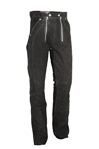 Fuente Lederhose Herren/Damen lang - Lederjeans- Echt Leder, Lederhose Jeans 501 Schwarz- Motorrad Lederjeans- Zimmermannshose Leder- Reithose Leder (44, Schwarz) von Lederprofi