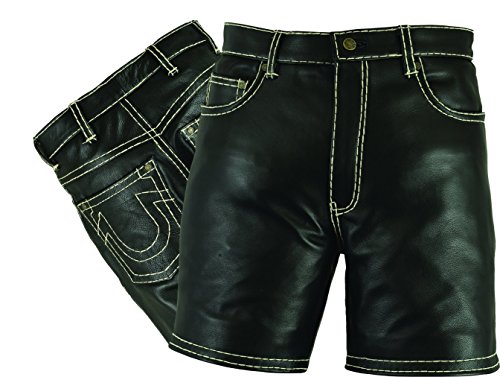 Fuente Lederhose Herren kurz- Leder Shorts für Damen und Herren aus echtem Nappa Leder in Schwarz (44, Schwarz) von Lederprofi