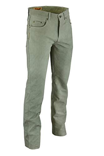 Fuente Lederhose Herren lang - Lederjeans Damen Herren, Lederhose Jeans 501 Braun antik- Motorrad Lederjeans- Trachten Lederhose lang, Jagd Lederhose Grau (60, Grau) von Lederprofi