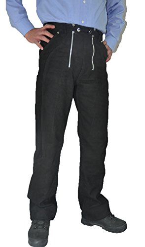Fuente Zimmermannshose Lederhose Herren/Damen lang - Lederjeans- Echt Leder, Lederhose Jeans 501 Schwarz- Motorrad Lederjeans- Reithose Leder (44, Schwarz) von Lederprofi