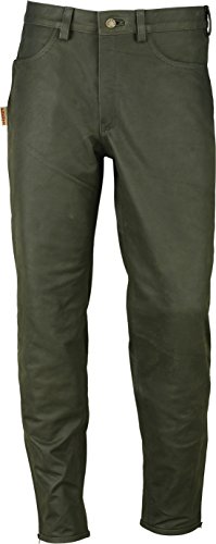 Jagd Stiefelhose Leder, Lederhose Herren Damen lang - Lederjeans- Fuente Echt Leder Lederhose Jeans 501- Jagdlederhose (44, Olive) von Lederprofi