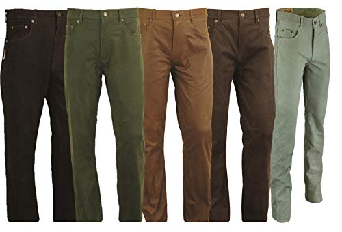 Lederjeans- Lederhose lang Herren Damen echtes Skipper Nubuk Leder Fuente Motorrad Biker Jagd REIT Trachten Lederhose 4 Farben (W25/L32 (63-64cm), Olive) von Lederprofi