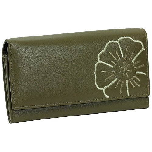 Branco Damen Geldbörse Portemonnaie Leder Damenbörse Damen Geldbeutel Oliv von Ledershop24