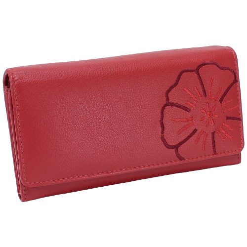 Branco Damen Geldbörse Portemonnaie Leder Damenbörse Damen Geldbeutel rot von Ledershop24