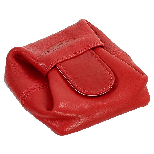 Branco Geldsäckchen Mini Geldbörse Münzbörse Minibörse Schütter Kleingeldbörse Geldbeutel Leder 6,5cm Farbe Rot von Ledershop24