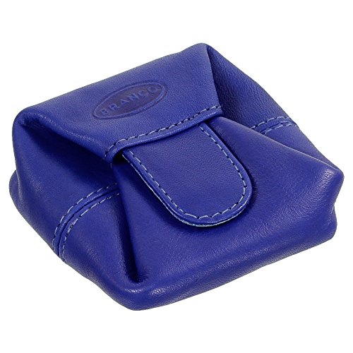 Branco Geldsäckchen Mini Geldbörse Münzbörse Minibörse Schütter Kleingeldbörse Geldbeutel Leder 6,5cm Farbe Royalblau von Ledershop24