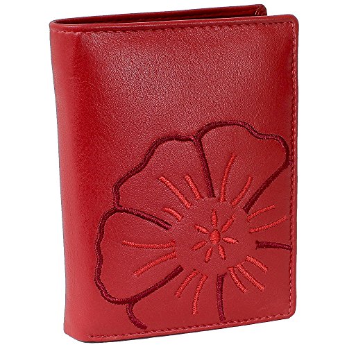 Branco Leder Geldbörse Portemonnaie Damenbörse Damen Geldbeutel Rot - Hochformat von Ledershop24