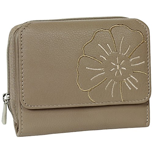 Branco Leder Geldbörse Portemonnaie Damenbörse Damen Geldbeutel Taupe von Ledershop24