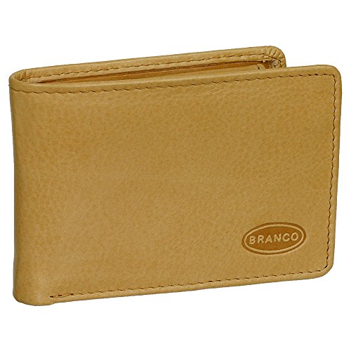 Branco Leder Herren Kleingeldbörse Minibörse Geldbörse Geldbeutel Portemonnaie weiches Rindsleder 10 cm Farbe Natur/Beige von Ledershop24
