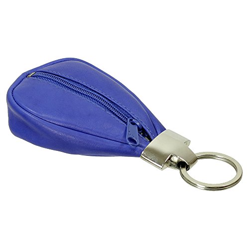 Branco Leder Schlüsseletui Mini Geldbörse Schlüsseltasche Schlüsselmappe Schlüsselanhänger mit Reißverschlussfach Minibörse Farbe Royalblau von Ledershop24