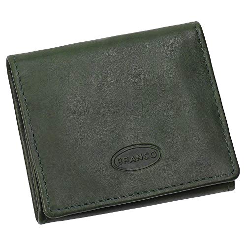 Branco Mini Geldbörse Münzbörse Minibörse Schütter Kleingeldbörse Geldbeutel Leder 8,5cm Farbe Grün von Ledershop24