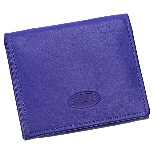 Branco Mini Geldbörse Münzbörse Minibörse Schütter Kleingeldbörse Geldbeutel Leder 8,5cm Farbe Royalblau von Ledershop24