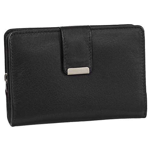 Ledershop24 RFID Damen Leder Geldbörse Portemonnaie Geldbeutel - Geschenkset + exklusiven Schlüsselanhänger - Farbe Schwarz von Ledershop24