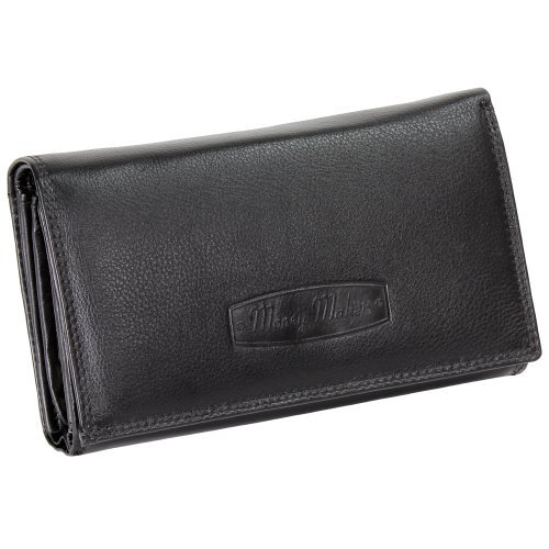 Ledershop24 RFID Damen Leder Geldbörse Portemonnaie Geldbeutel - Geschenkset + exklusiven Schlüsselanhänger - Lang Schwarz Leder von Ledershop24