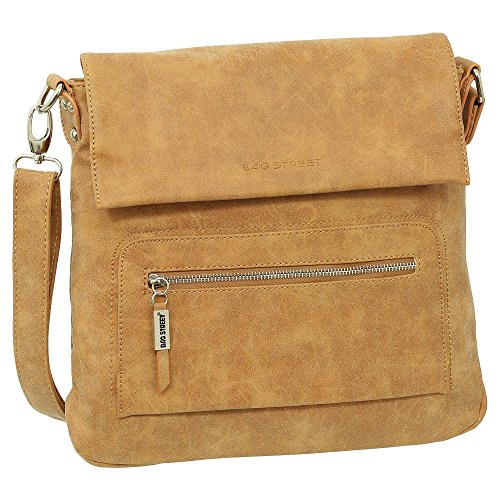 Geschenkset - Handtasche Schultertasche Umhängetasche Wildleder-Imitat Used Look Farbe Cognac von Ledershop24