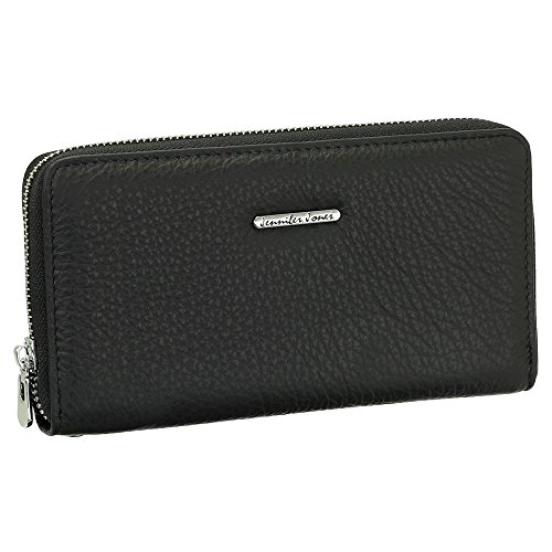 Geschenkset - Leder Damen Geldbörse Portemonnaie Geldbeutel Langbörse Farbe Schwarz von Ledershop24