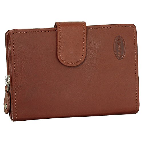 Kleine Luxus Leder Damen Geldbörse Portemonnaie Geldbeutel mit Reißverschluss 8 cm Farbe Braun von Ledershop24