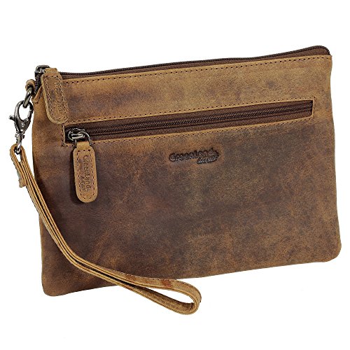 Leder Banktasche Bankmappe Geldtasche Belegtasche Dokumententasche Geldscheintasche mit hochwertigen YKK Reißverschlüssen - Greenland Nature Farbe: braun von Ledershop24