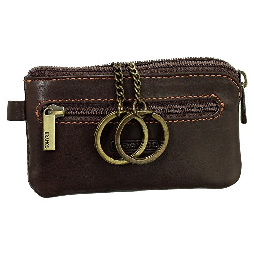 Leder Schlüsseletui Schlüsseltasche Schlüsselmappe Schlüsselbeutel mit Reißverschlussfach Farbe Braun von Ledershop24