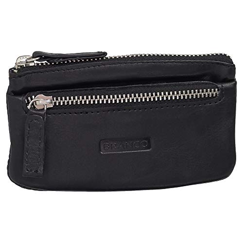 Leder Schlüsseletui Schlüsseltasche Schlüsselmappe Schlüsselbeutel mit Reißverschlussfach Farbe Schwarz von Ledershop24