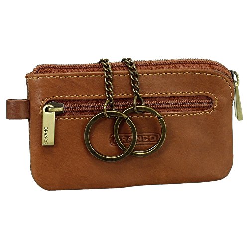 Leder Schlüsseletui Schlüsseltasche Schlüsselmappe Schlüsselbeutel mit Reißverschlussfach Farbe cognac von Ledershop24