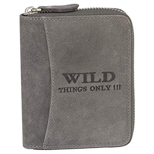 Ledershop24 Geschenkset - Bag Street Herren Geldbörse Leder Portemonnaie Geldbeutel mit Reißverschluss 5508 Farbe Grau von Ledershop24