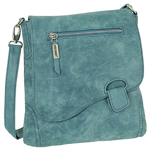 Geschenkset - Handtasche Schultertasche Umhängetasche Wildleder-Imitat Used Look mit Riegelverschluss Farbe blau von Ledershop24