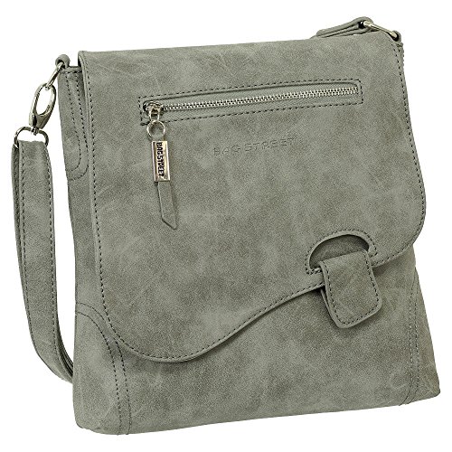 Ledershop24 Geschenkset - Handtasche Schultertasche Umhängetasche Wildleder-Imitat Used Look mit Riegelverschluss Farbe grau von Ledershop24