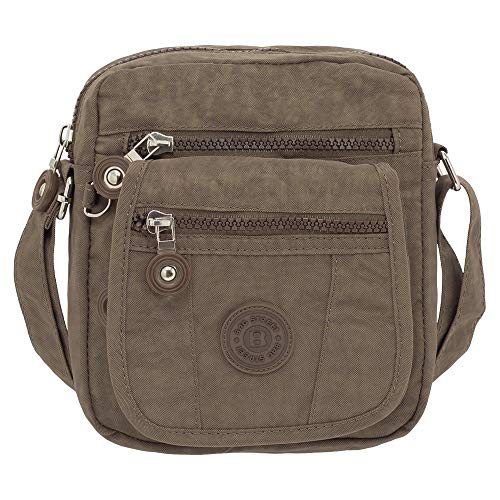 Ledershop24 Geschenkset - Kleine leichte Damen & Herren Umhängetasche Schultertasche Sporttasche Stofftasche Farbe Braun von Ledershop24