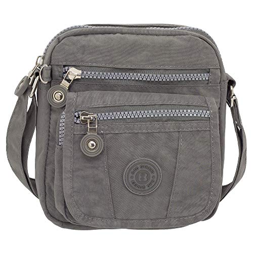 Ledershop24 Geschenkset - Kleine leichte Damen & Herren Umhängetasche Schultertasche Sporttasche Stofftasche Farbe Grau von Ledershop24