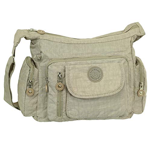 Ledershop24 Geschenkset - Leichte Damen & Herren Umhängetasche Schultertasche Sporttasche Stofftasche Farbe Stone von Ledershop24