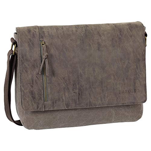 Ledershop24 Geschenkset - Umhängetasche Schultertasche Messenger Bag Kuriertasche Uni Business Tasche Canvas mit Kunstleder Farbe Braun von Ledershop24