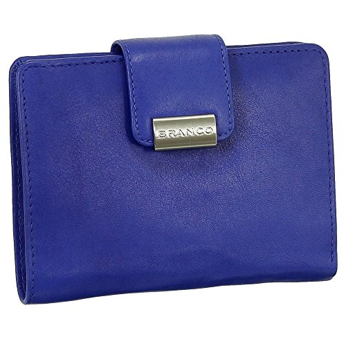 Leder Damen Geldbörse Portemonnaie Geldbeutel XXL mit Druckknopf 10 cm Farbe Royalblau von Ledershop24