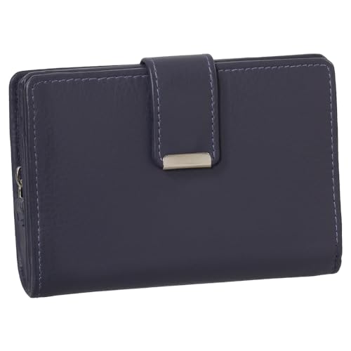 Ledershop24 RFID Damen Leder Geldbörse Portemonnaie Geldbeutel - Geschenkset + exklusiven Schlüsselanhänger - Farbe Dunkelblau von Ledershop24