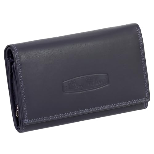 Ledershop24 RFID Damen Leder Geldbörse Damen Portemonnaie Damen Geldbeutel - Lang Dunkelblau Leder - Geschenkset + exklusiven Schlüsselanhänger von Ledershop24