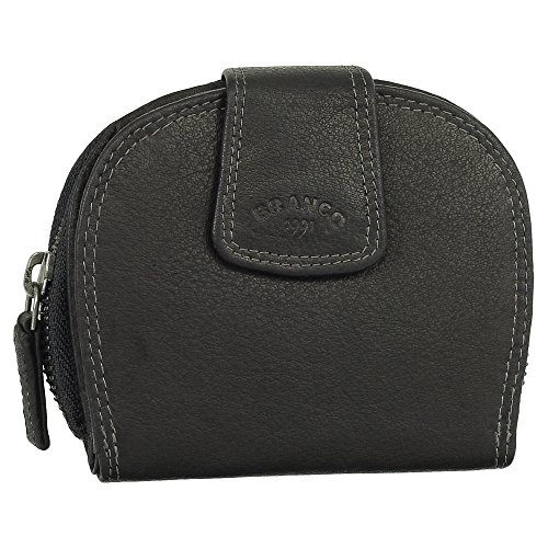 Luxus Leder Damen Geldbörse Portemonnaie Geldbeutel mit Reißverschluss 11,5 cm 70537 Farbe Schwarz von Ledershop24