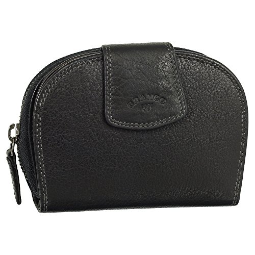 Luxus Leder Damen Geldbörse Portemonnaie Geldbeutel mit Reißverschluss 13,5 cm 70538 Farbe schwarz von Ledershop24