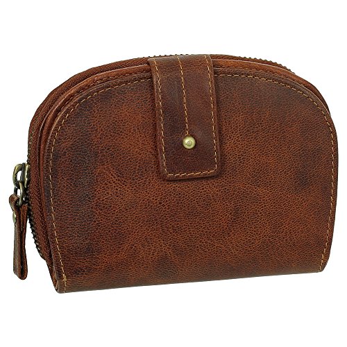 Luxus Leder Damen Geldbörse Portemonnaie Geldbeutel mit Reißverschluss 13,5 cm Farbe Cognac von Ledershop24