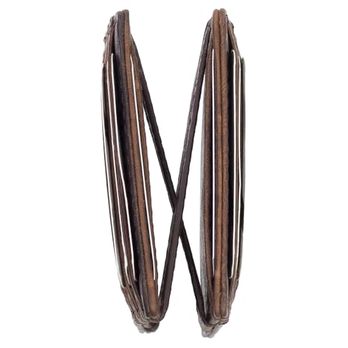 Magic Flip Zauberbörse Slim Leder Geldbörse Geldbeutel Kartenbörse Kartenetui Kreditkartenetui mit 8 Kartenfächer 34417 Farbe Braun von Ledershop24
