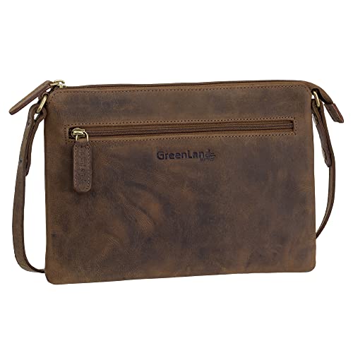 RFID Leder Banktasche Bankmappe Geldtasche Belegtasche Tablet-Tasche Dokumententasche Geldscheintasche Umhängetasche mit hochwertigen YKK Reißverschlüssen - Greenland Nature Farbe: braun von Ledershop24