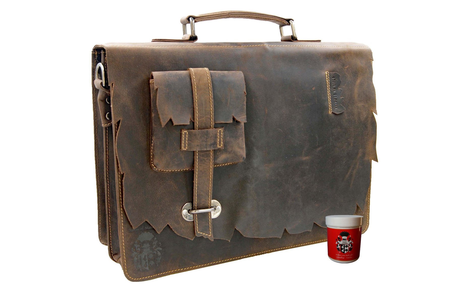 Aktentaschen - Laptoptasche Shatterhand Aus Braunem Western-Leder von Ledertaschenshop24