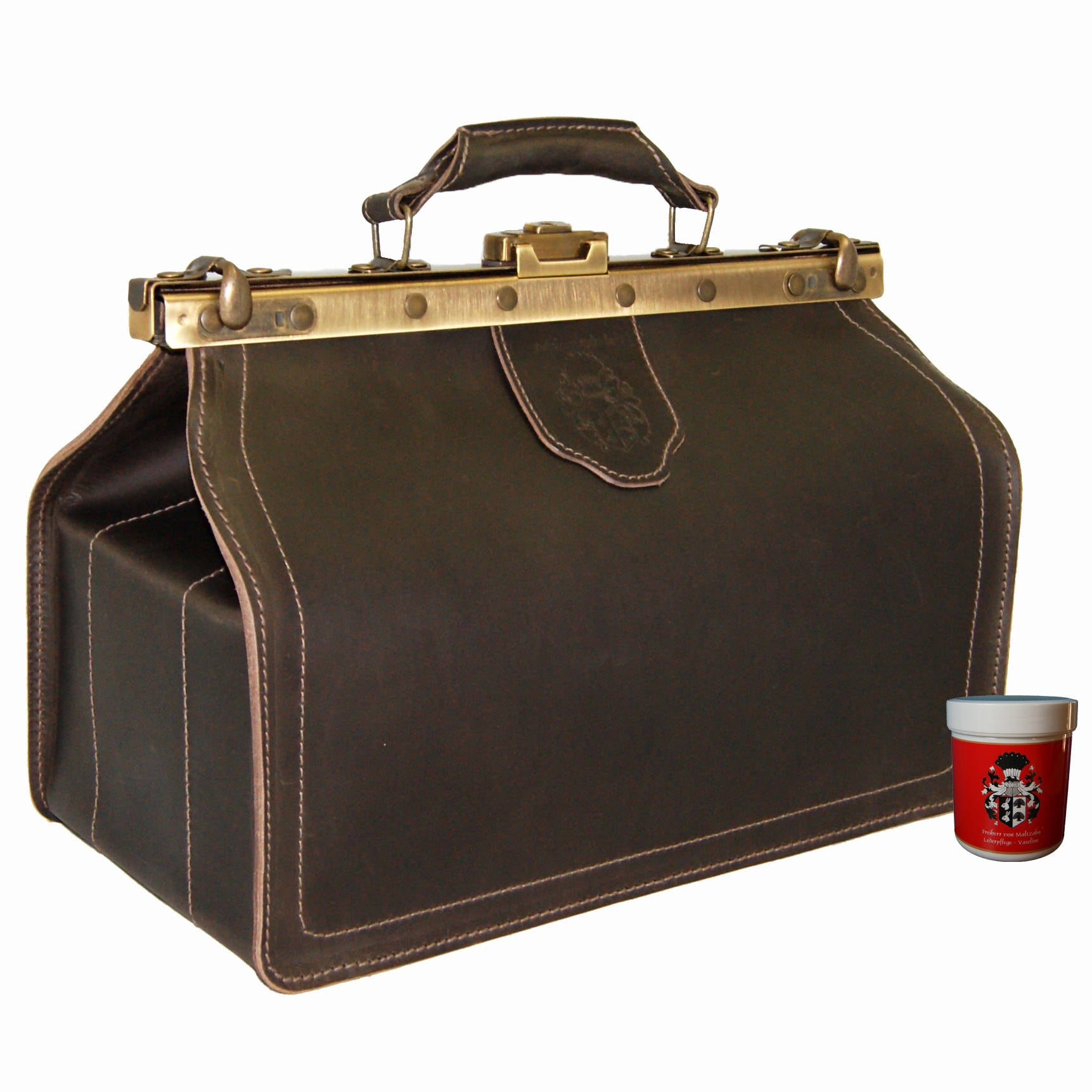 Arzttasche Doktortasche Hippokrates Aus Sattelbraunem Bio-Leder Arzttasche Doktortasche Hippokrates Aus Sattelbraunem Bio-Leder von FreiherrvonMaltzahn