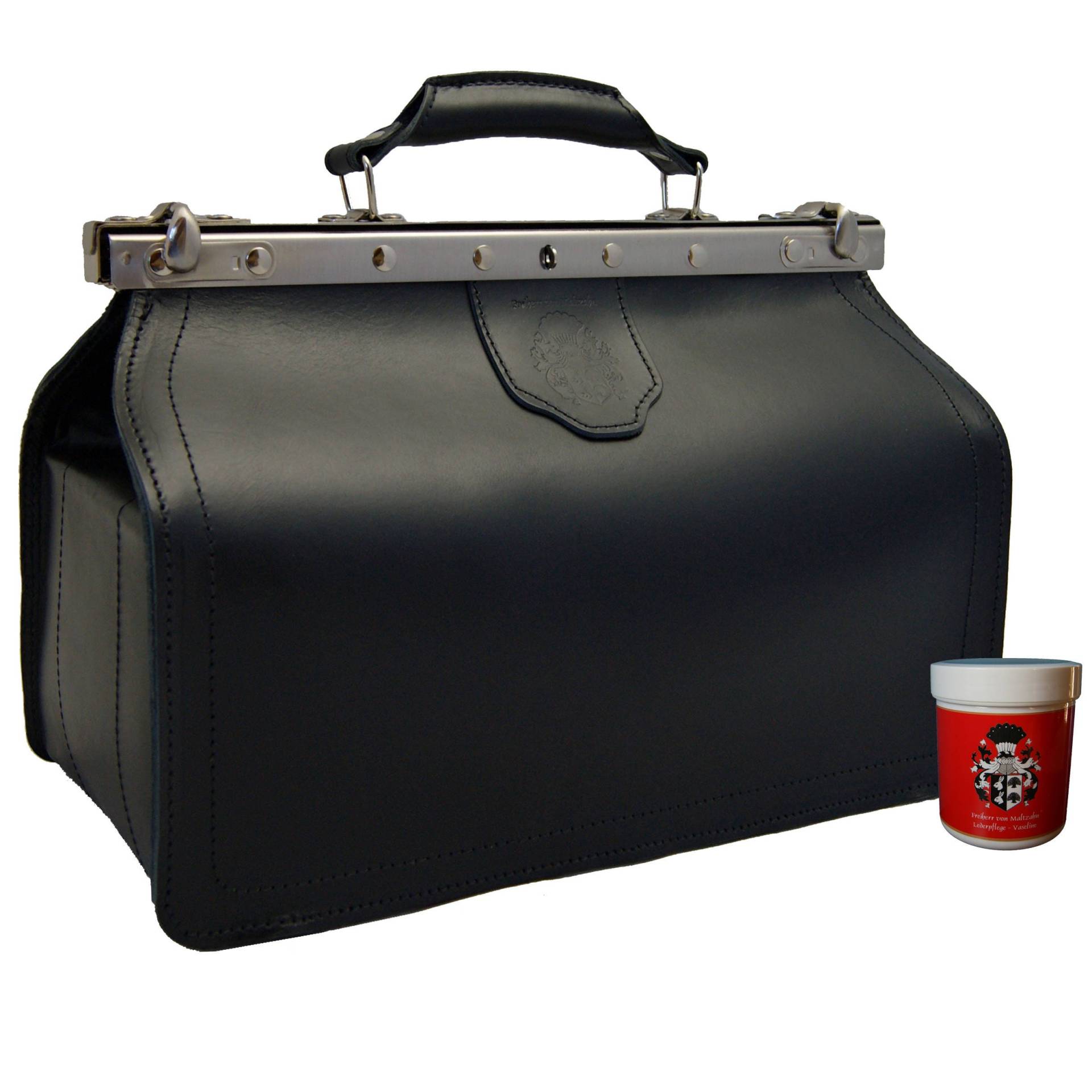 Doktortasche Arzttasche Von Bingen Aus Schwarzem Bio-Leder - Made in Germany Doktortasche Arzttasche Von Bingen Aus Schwarzem Bio-Leder - Made in Germany von FreiherrvonMaltzahn