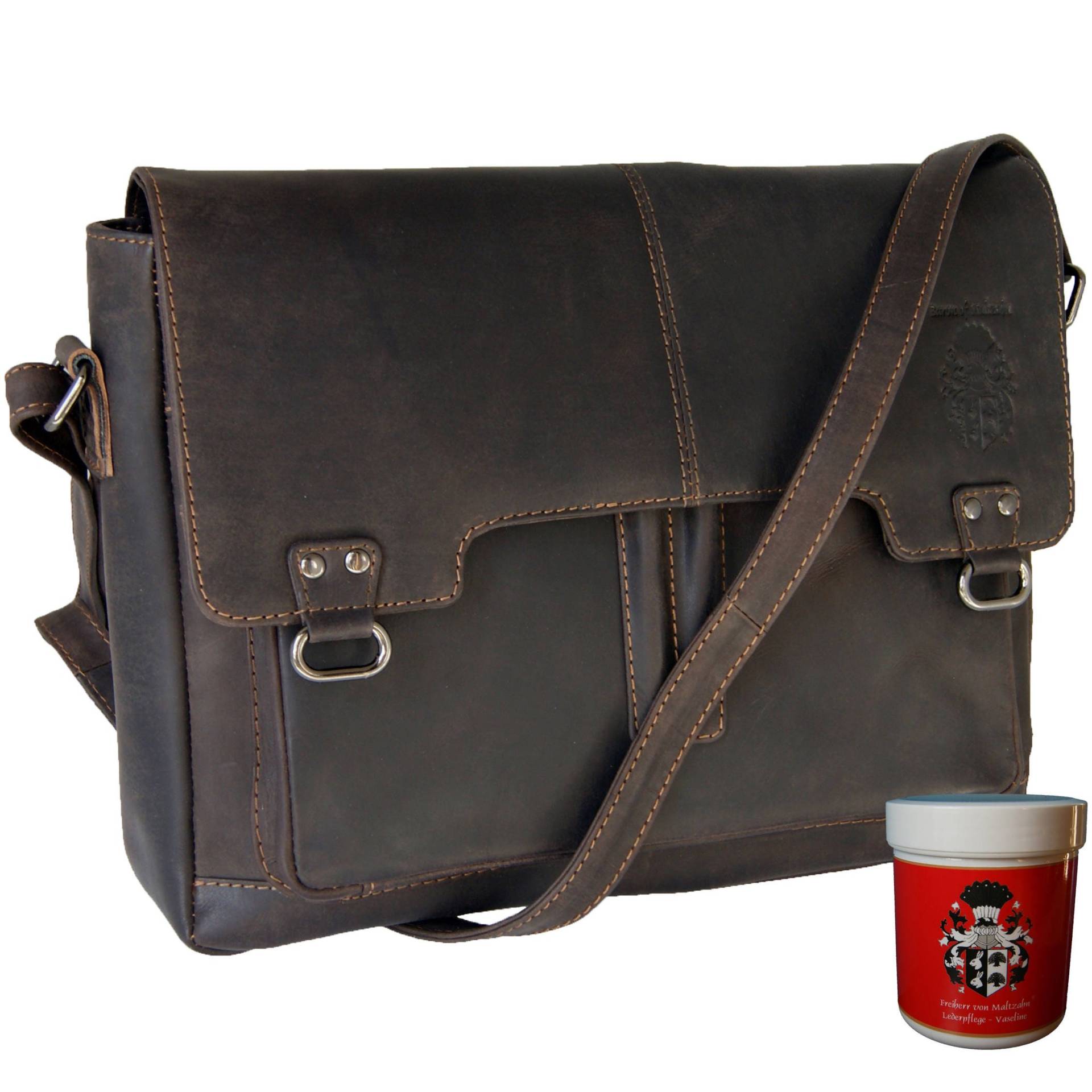 Schultertasche - Umhängetasche Balboa Aus Braunem Leder von Ledertaschenshop24